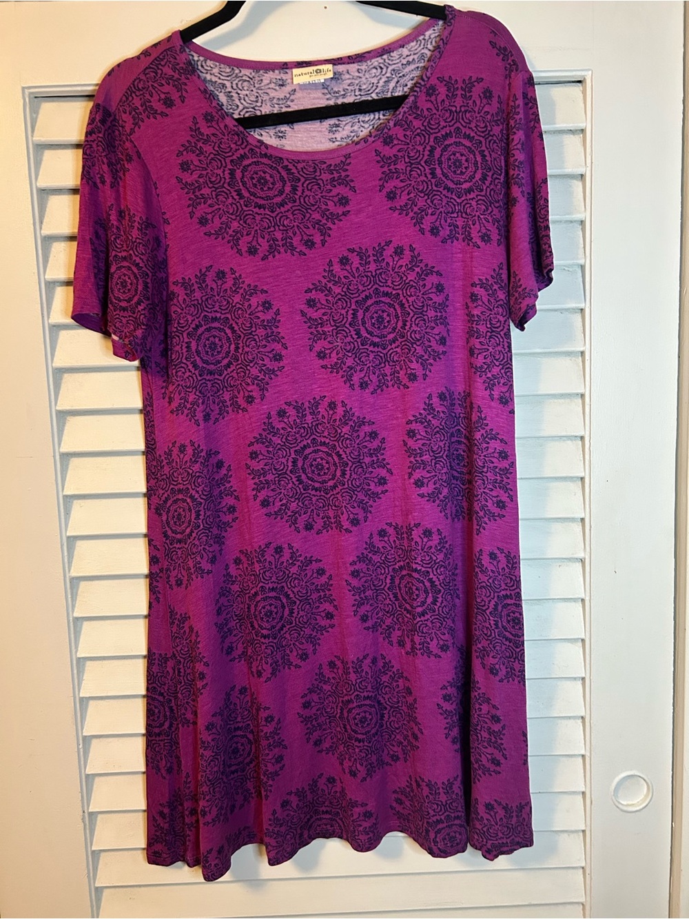 Natural Life Purple Boho Medallion Print Swing Dress Large